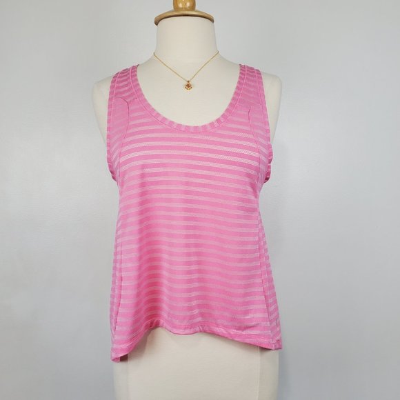 Zyia Nimbus Women's Pink Striped Split Back Tie Back Activewear Tank Top Size M - Picture 15 of 15